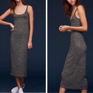 Aritzia Contour Cami Maxi Dress Charcoal Grey Bodycon Tank M Classic Minimalist